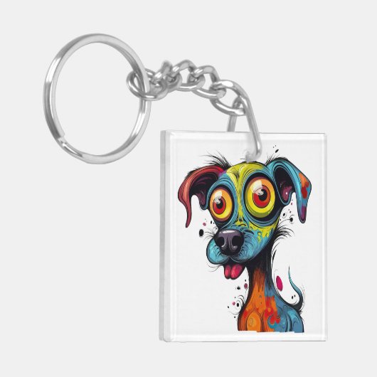 Halloween Puppy Digitale Kunst Sleutelhanger (Voorkant Links)