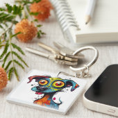 Halloween Puppy Digitale Kunst Sleutelhanger (Voorkant Rechts)