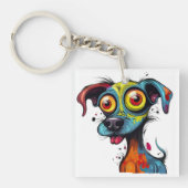 Halloween Puppy Digitale Kunst Sleutelhanger (Voorkant)