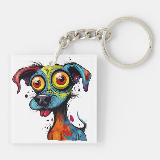 Halloween Puppy Digitale Kunst Sleutelhanger (Achterkant)