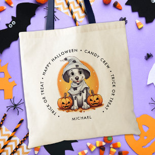 Halloween Puppy Dog Gepersonaliseerde Trick or tre Tote Bag