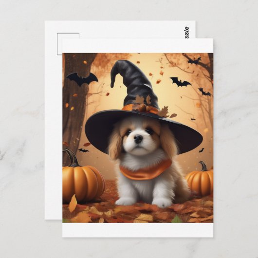 Halloween Puppy - Spooktacular Canine Costu Briefkaart (Voorkant / Achterkant)