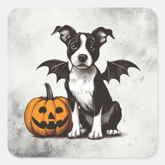Halloween Puppy Vierkante Sticker (Voorkant)