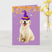 Halloween Puppy Wyed Cute Kaart (Gele Bloem)