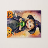 Halloween puzzel schattig kleine heks legpuzzel (Horizontaal)