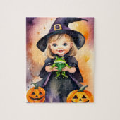 Halloween puzzel schattig kleine heks legpuzzel (Verticaal)