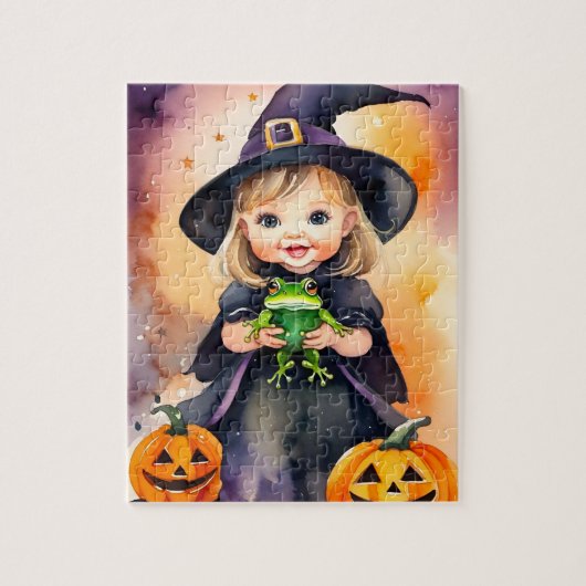Halloween puzzel schattig kleine heks legpuzzel (Verticaal)