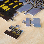 Halloween puzzle, halve maan met katten legpuzzel (Zijkant)