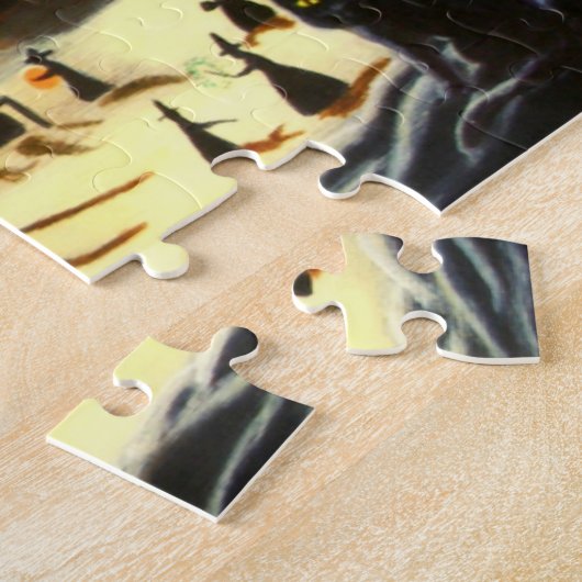 Halloween puzzle, heksen bereiden zich voor op Hal Legpuzzel (Zijkant)