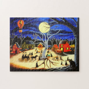 Halloween puzzle, heksen bereiden zich voor op Hal Legpuzzel