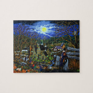Halloween puzzle, heksen, school, universiteit legpuzzel