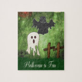 Halloween Puzzle met zwarte & witte ghost Legpuzzel (Verticaal)