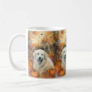 Halloween Pyreneese berghonden met pompoenen eng Koffiemok