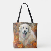 Halloween Pyreneese berghonden met pompoenen eng Tote Bag (Achterkant)