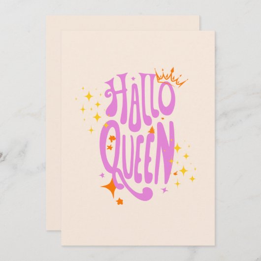 Halloween Queen, Halloqueen, Retro Halloween Art Feestdagenkaart (Voorkant / Achterkant)