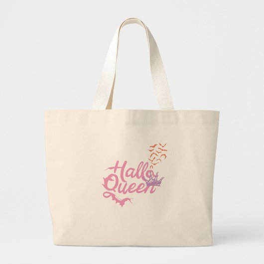 Halloween Queen, Halloqueen, Retro Halloween Art Grote Tote Bag (Voorkant)