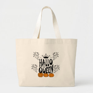 Halloween Queen, Halloqueen, Retro Halloween Art Grote Tote Bag