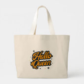 Halloween Queen, Halloqueen, Retro Halloween Art Grote Tote Bag (Achterkant)