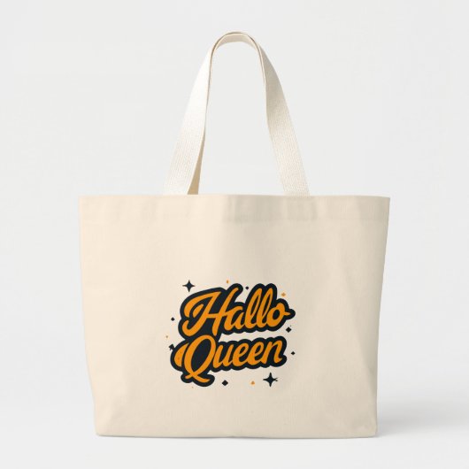 Halloween Queen, Halloqueen, Retro Halloween Art Grote Tote Bag (Voorkant)