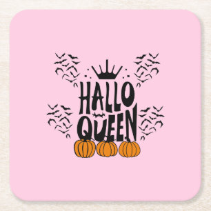 Halloween Queen, Halloqueen, Retro Halloween Art Kartonnen Onderzetters