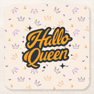 Halloween Queen, Halloqueen, Retro Halloween Art Kartonnen Onderzetters