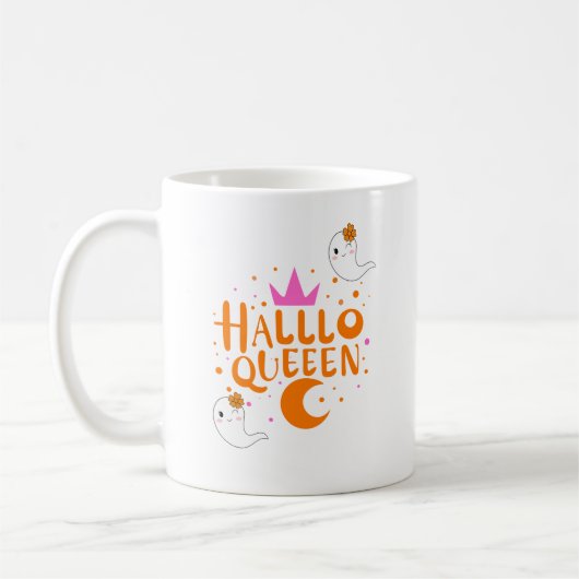 Halloween Queen, Halloqueen, Retro Halloween Art Koffiemok (Links)