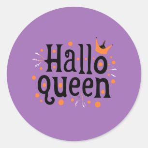 Halloween Queen, Halloqueen, Retro Halloween Art Ronde Sticker