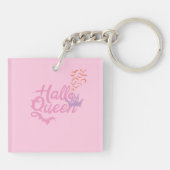 Halloween Queen, Halloqueen, Retro Halloween Art Sleutelhanger (Achterkant)