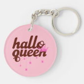 Halloween Queen, Halloqueen, Retro Halloween Art Sleutelhanger (Achterkant)