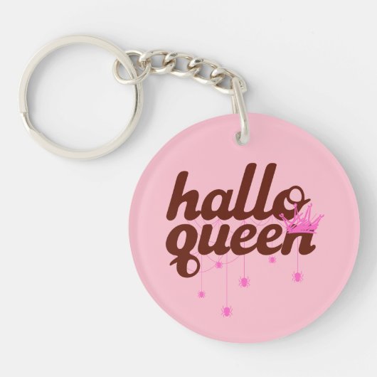 Halloween Queen, Halloqueen, Retro Halloween Art Sleutelhanger (Voorkant)