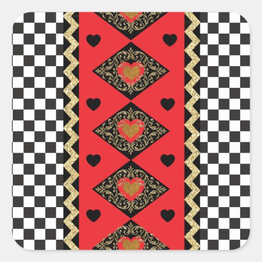 Halloween Queen of Hearts-feest Vierkante Sticker (Voorkant)