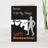 Halloween Quote Black Cat Witch Bat Cemetery Mummy Kaart (Voorkant)