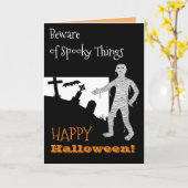 Halloween Quote Black Cat Witch Bat Cemetery Mummy Kaart (Gele Bloem)