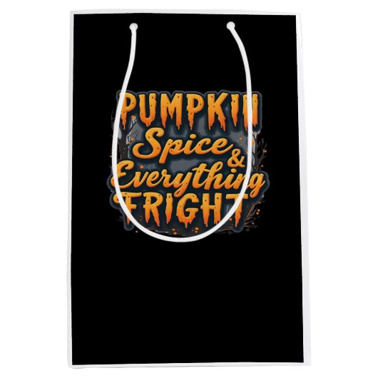 Halloween Quote Pumpkin Spice & Everything Fright Medium Cadeauzakje (Voorkant)