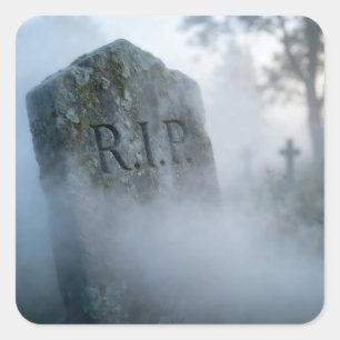 Halloween R.I.P. Grafsteen in Nevel Vierkante Sticker