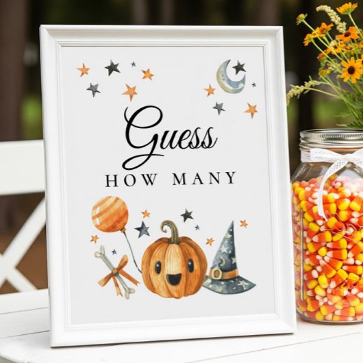 Halloween "Raad eens hoeveel" Baby shower spel Poster