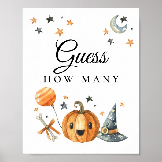 Halloween "Raad eens hoeveel" Baby shower spel Poster (Voorkant)