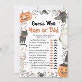Halloween Raad Wie Mam of Pap Baby shower Spel Kaart (Voorkant)