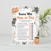 Halloween Raad Wie Mam of Pap Baby shower Spel Kaart (Staand voorkant)