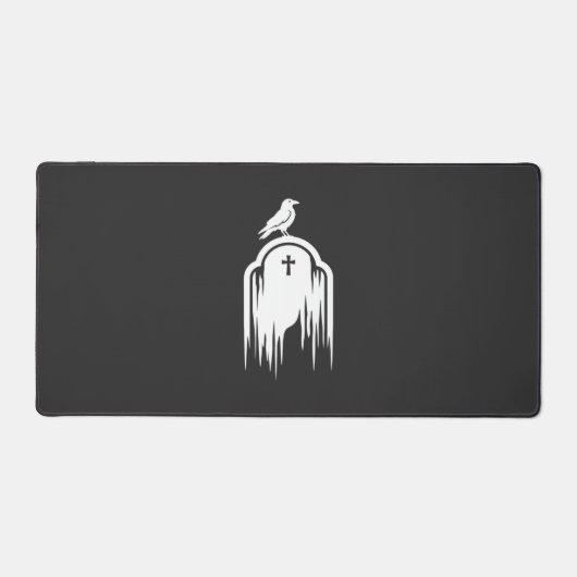 Halloween Raaf Grafsteen Silhouet Ontwerp Bureaumat (Voorkant)