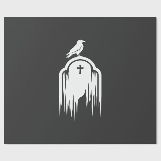 Halloween Raaf Grafsteen Silhouet Ontwerp Cadeaupapier (Vlak)