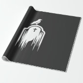 Halloween Raaf Grafsteen Silhouet Ontwerp Cadeaupapier (Uitgerold)