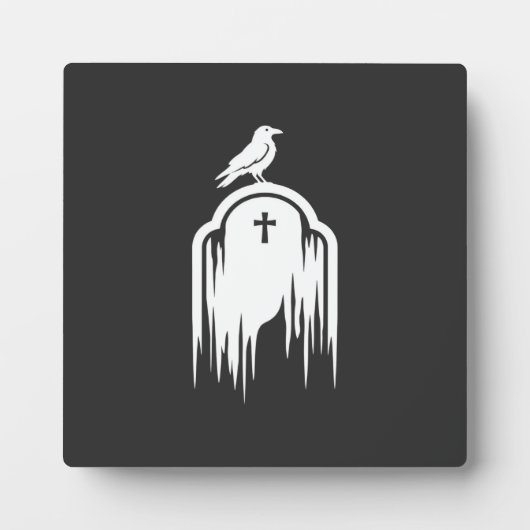 Halloween Raaf Grafsteen Silhouet Ontwerp Fotoplaat (Voorkant)