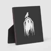 Halloween Raaf Grafsteen Silhouet Ontwerp Fotoplaat (Voorkant)