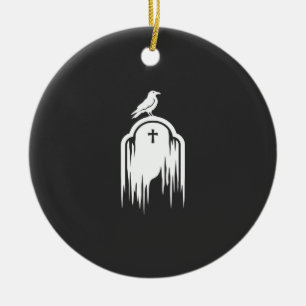Halloween Raaf Grafsteen Silhouet Ontwerp Keramisch Ornament