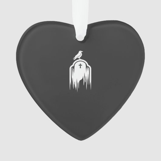 Halloween Raaf Grafsteen Silhouet Ontwerp Ornament (voorkant)