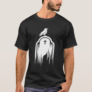 Halloween Raaf Grafsteen Silhouet Ontwerp T-shirt