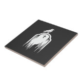 Halloween Raaf Grafsteen Silhouet Ontwerp Tegeltje (Zijkant)