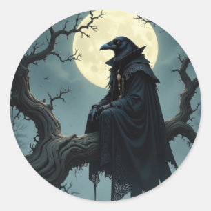 Halloween Raaf Kraai Ronde Sticker