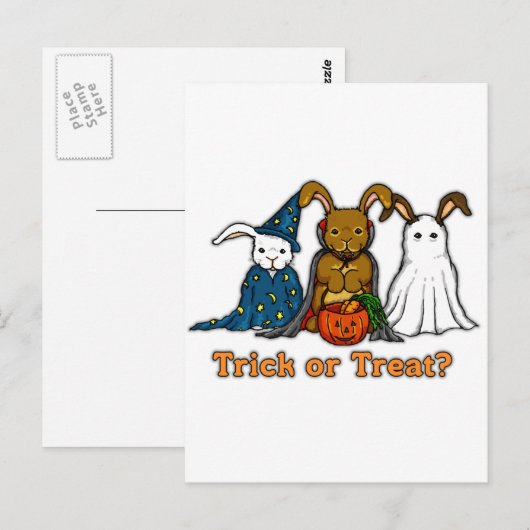 Halloween Rabbits Trick of Treating Briefkaart (Voorkant / Achterkant)